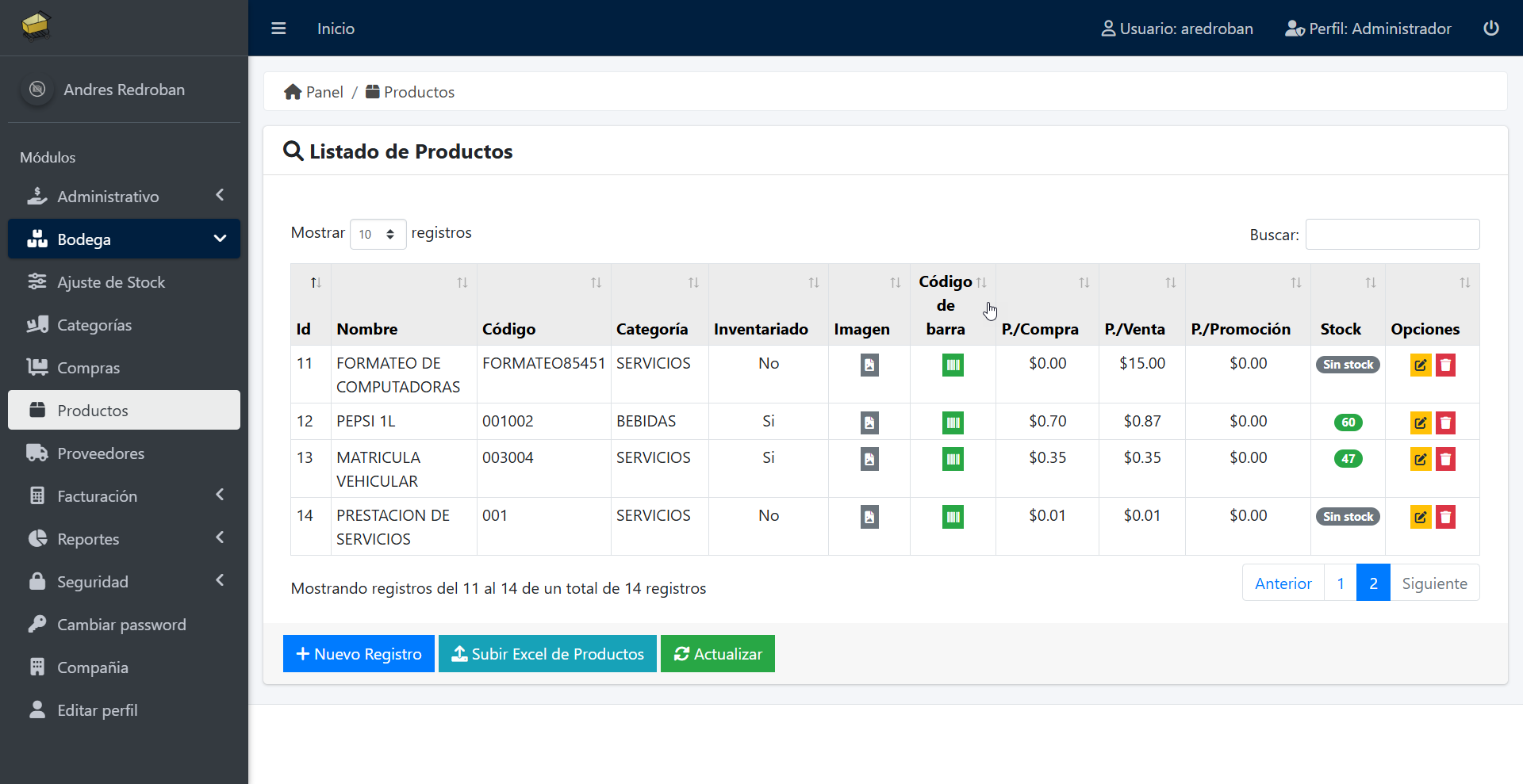 Gestión de Inventario